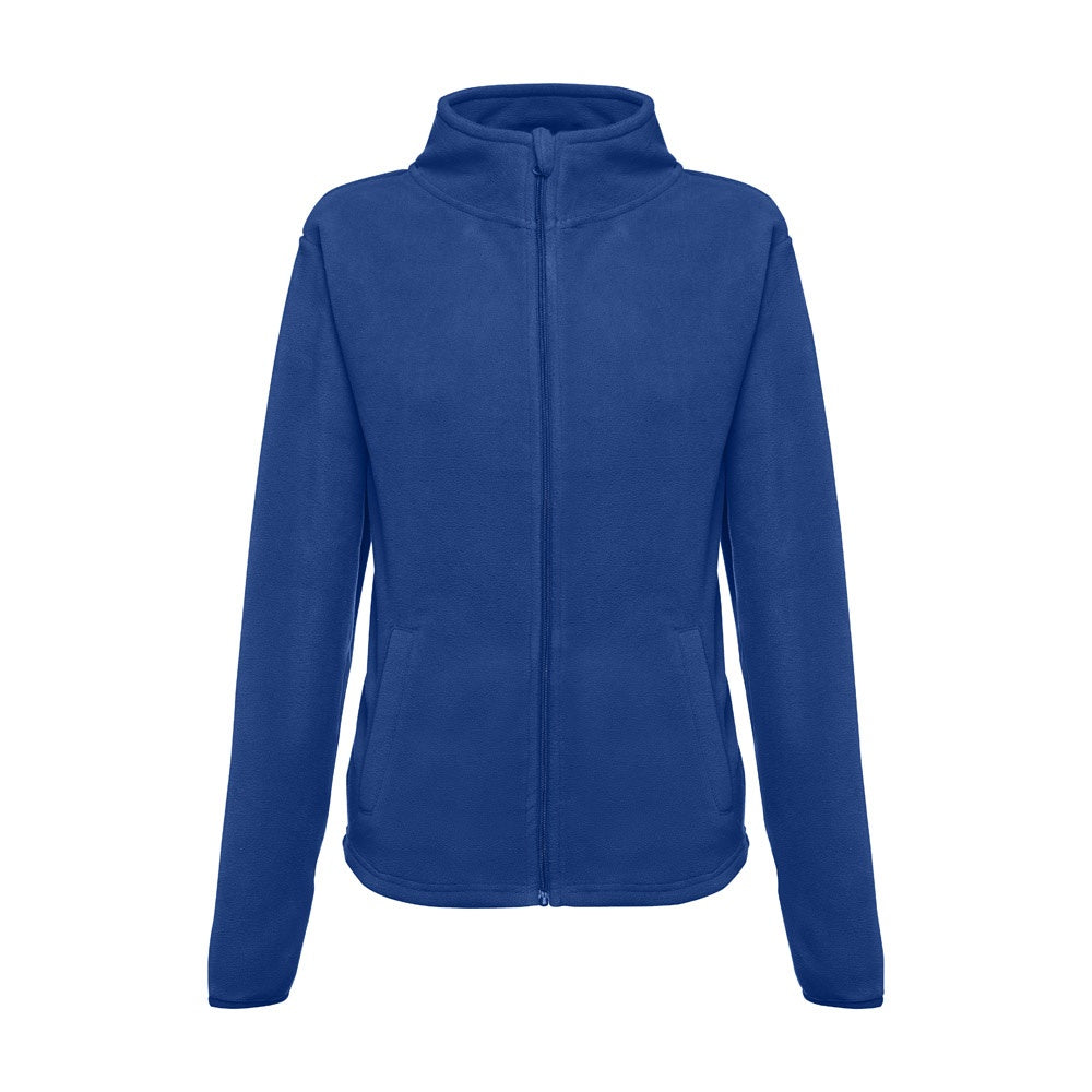 THC HELSINKI WOMEN promotional jacket in royal blue (detail view) with custom logo branding