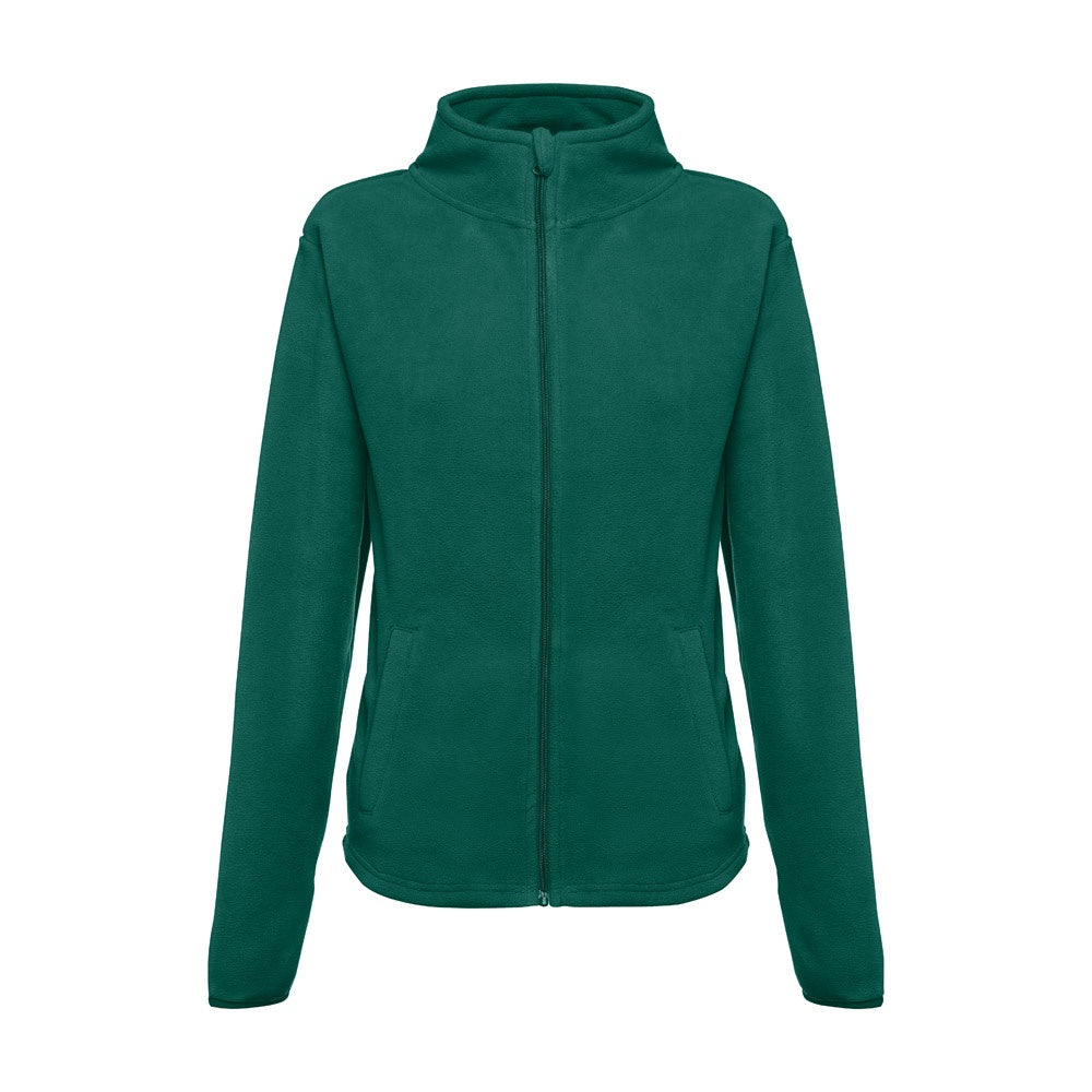 THC HELSINKI WOMEN promotional jacket in dark green (detail view) with custom logo branding