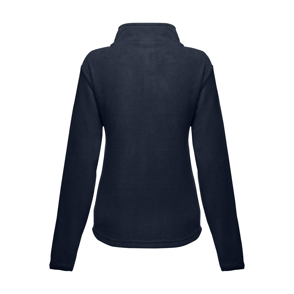 THC HELSINKI WOMEN promotional jacket in navy blue (detail view) with custom logo branding