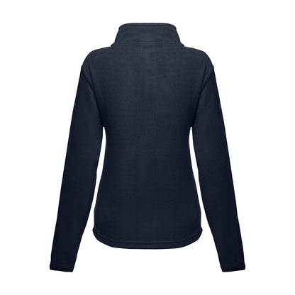 THC HELSINKI WOMEN promotional jacket in navy blue (detail view) with custom logo branding
