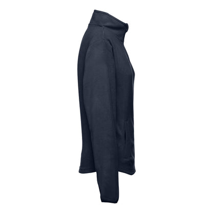 THC HELSINKI WOMEN promotional jacket in navy blue (detail view) with custom logo branding
