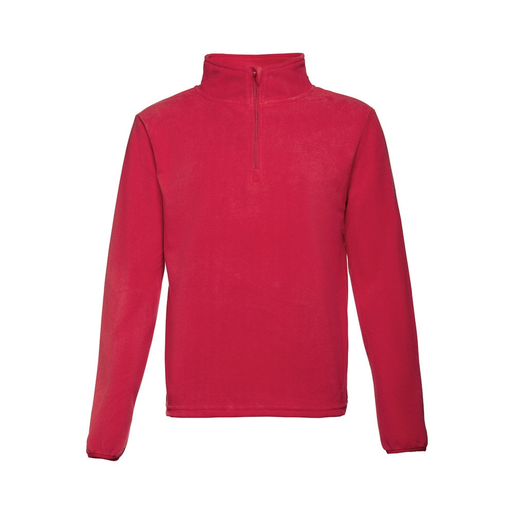 THC VIENNA promotional jacket in red (detail view) with custom logo branding