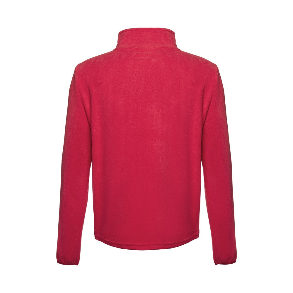 THC VIENNA promotional jacket in red (detail view) with custom logo branding