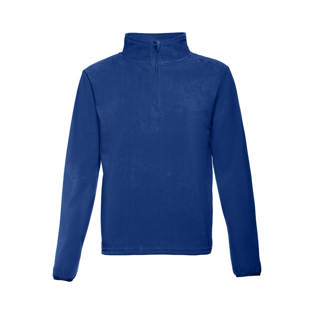 THC VIENNA promotional jacket in royal blue (detail view) with custom logo branding