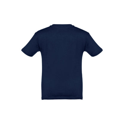 THC QUITO promotional kids' garment in blue (detail view) with custom logo branding