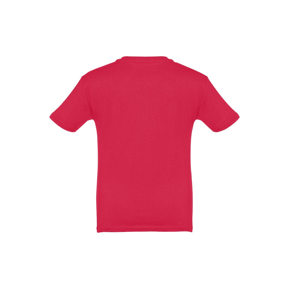 THC QUITO promotional kids' garment in red (detail view) with custom logo branding