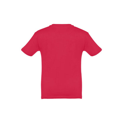 THC QUITO promotional kids' garment in red (detail view) with custom logo branding