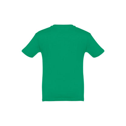THC QUITO promotional kids' garment in green (detail view) with custom logo branding