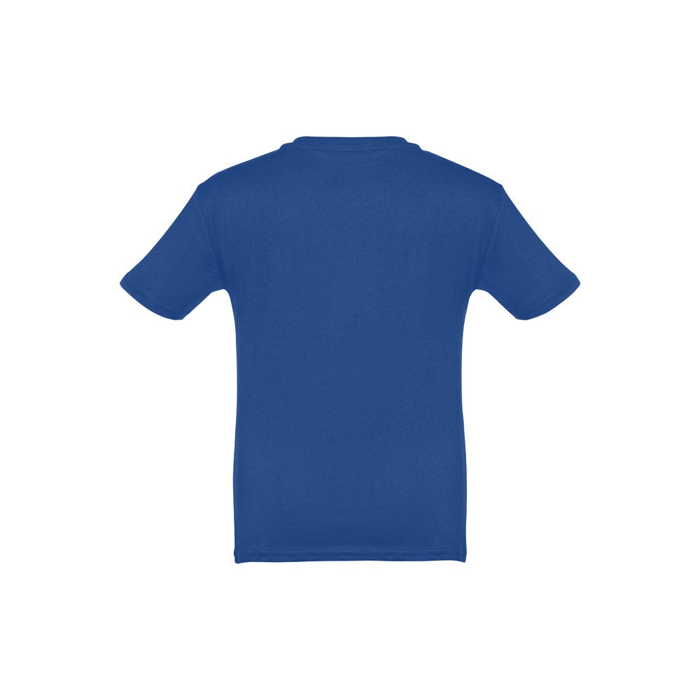 THC QUITO promotional kids' garment in royal blue (detail view) with custom logo branding