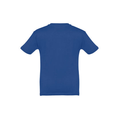 THC QUITO promotional kids' garment in royal blue (detail view) with custom logo branding