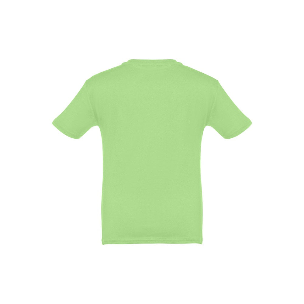 THC QUITO promotional kids' garment in light green (detail view) with custom logo branding