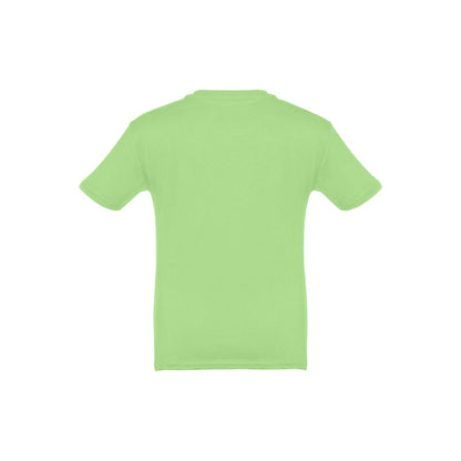 THC QUITO promotional kids' garment in light green (detail view) with custom logo branding
