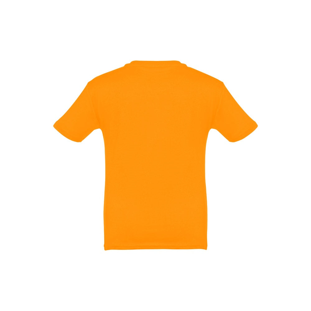THC QUITO promotional kids' garment in orange (detail view) with custom logo branding