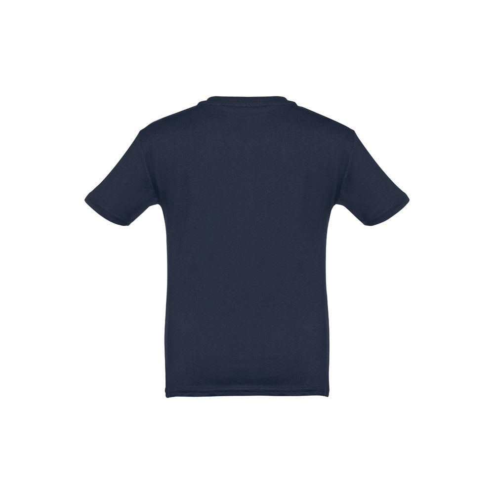 THC QUITO promotional kids' garment in navy blue (detail view) with custom logo branding