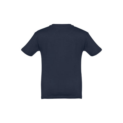 THC QUITO promotional kids' garment in navy blue (detail view) with custom logo branding
