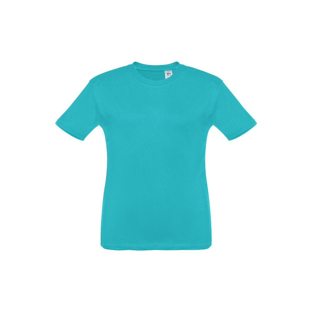THC QUITO promotional kids' garment in turquoise blue with custom logo branding