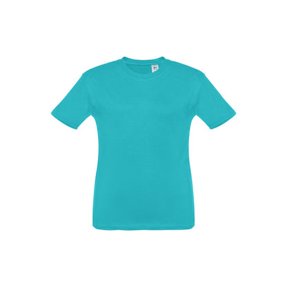 THC QUITO promotional kids' garment in turquoise blue with custom logo branding