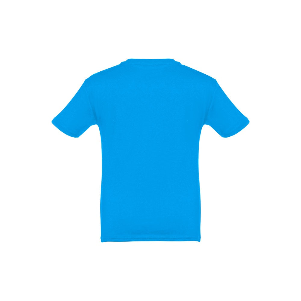 THC QUITO promotional kids' garment in acqua blue (detail view) with custom logo branding