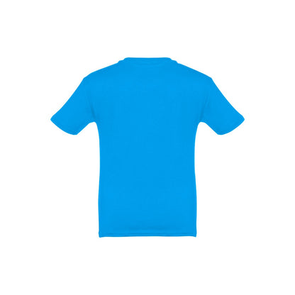 THC QUITO promotional kids' garment in acqua blue (detail view) with custom logo branding