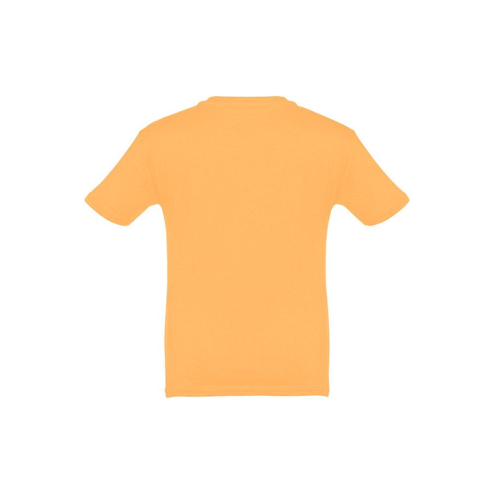 THC QUITO promotional kids' garment in coral orange (detail view) with custom logo branding
