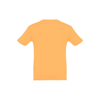 THC QUITO promotional kids' garment in coral orange (detail view) with custom logo branding