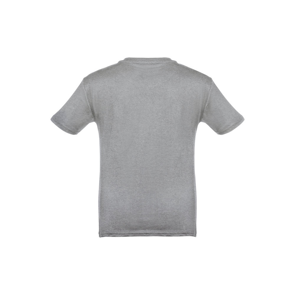 THC QUITO promotional kids' garment in heather light grey (detail view) with custom logo branding