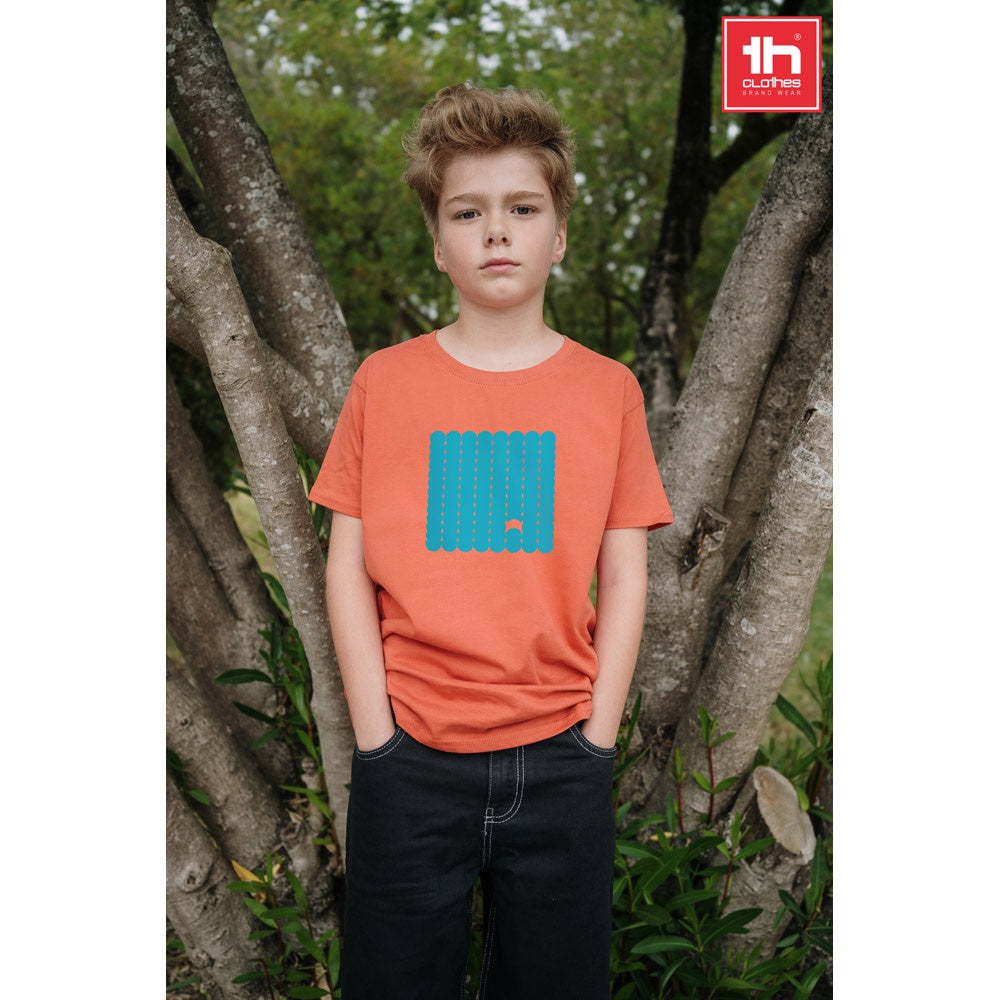 THC QUITO promotional kids' garment in pink (complete set view) with custom logo branding