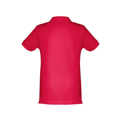 THC ADAM KIDS promotional kids' garment in red (detail view) with custom logo branding