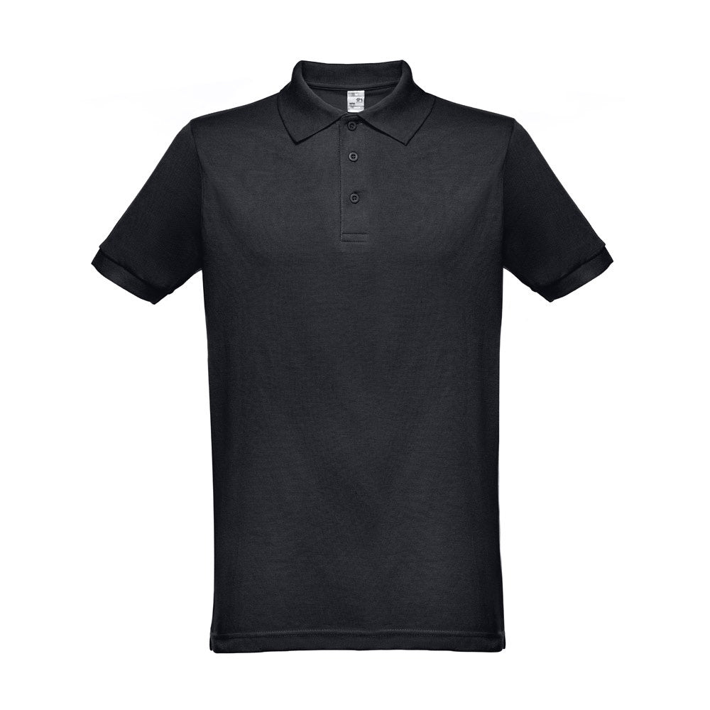 THC BERLIN promotional polo shirt in black with custom logo branding