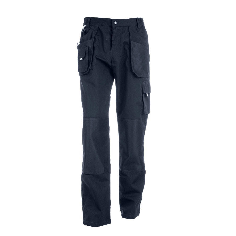 THC WARSAW promotional workwear garment in navy blue (detail view) with custom logo branding