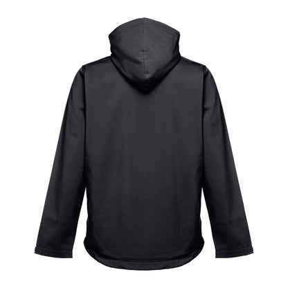 THC ZAGREB promotional jacket in black (detail view) with custom logo branding
