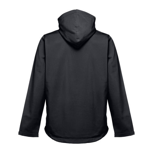 THC ZAGREB promotional jacket in black (detail view) with custom logo branding