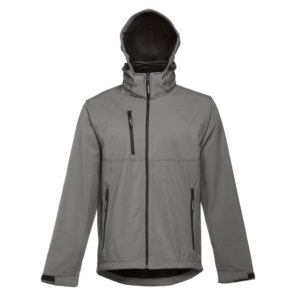 THC ZAGREB promotional jacket in grey (detail view) with custom logo branding