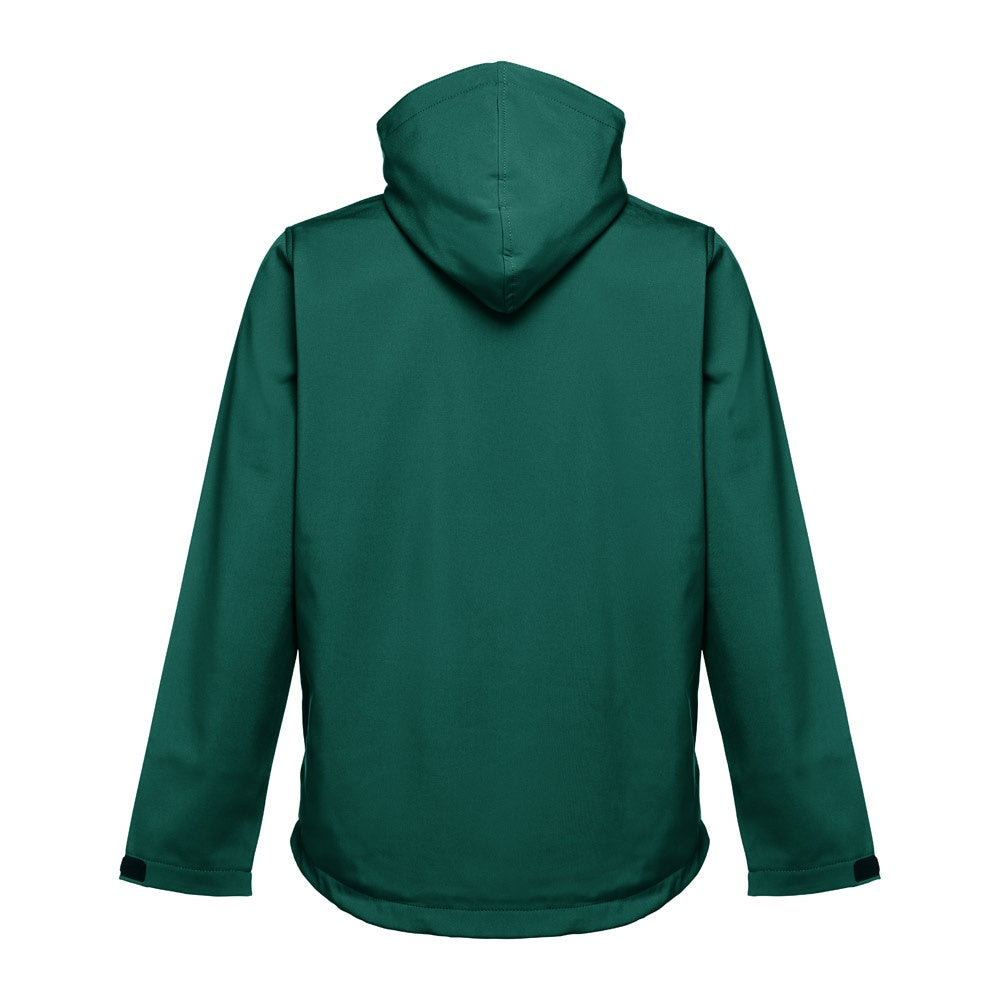 THC ZAGREB promotional jacket in dark green (detail view) with custom logo branding