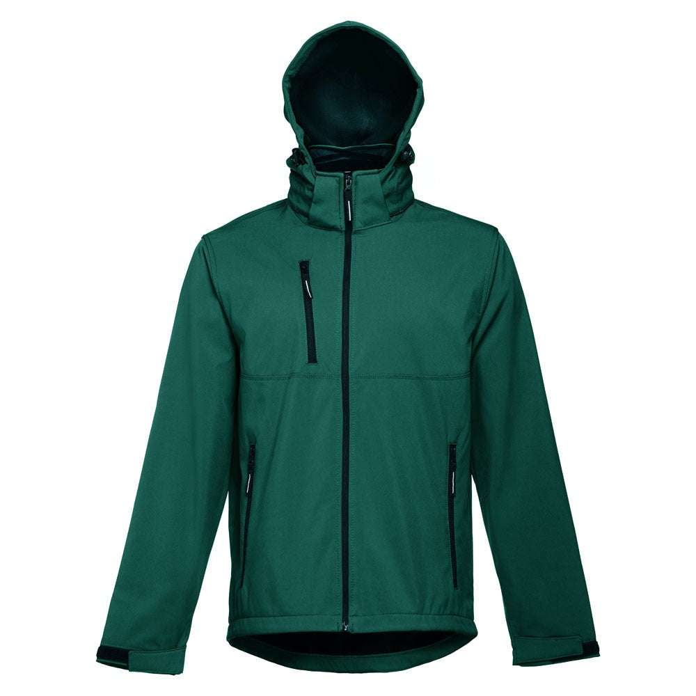 THC ZAGREB promotional jacket in dark green (detail view) with custom logo branding