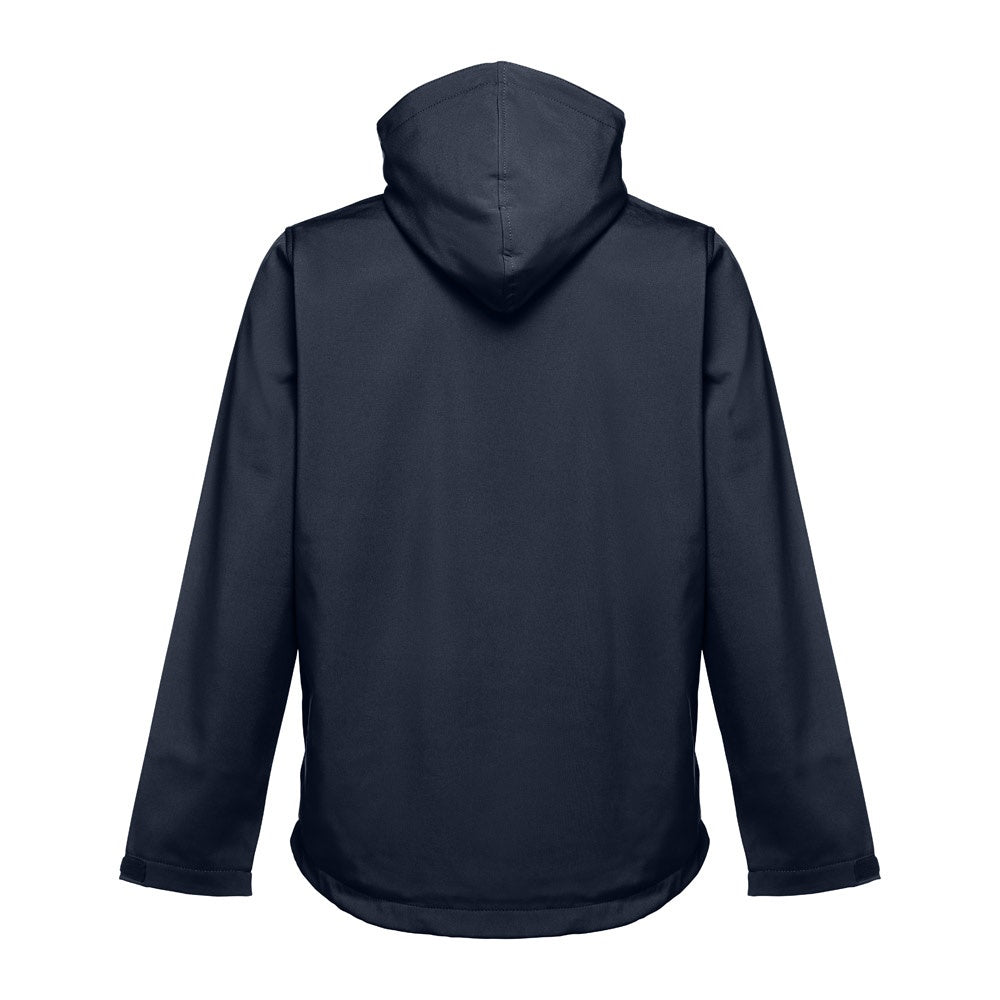 THC ZAGREB promotional jacket in navy blue (detail view) with custom logo branding
