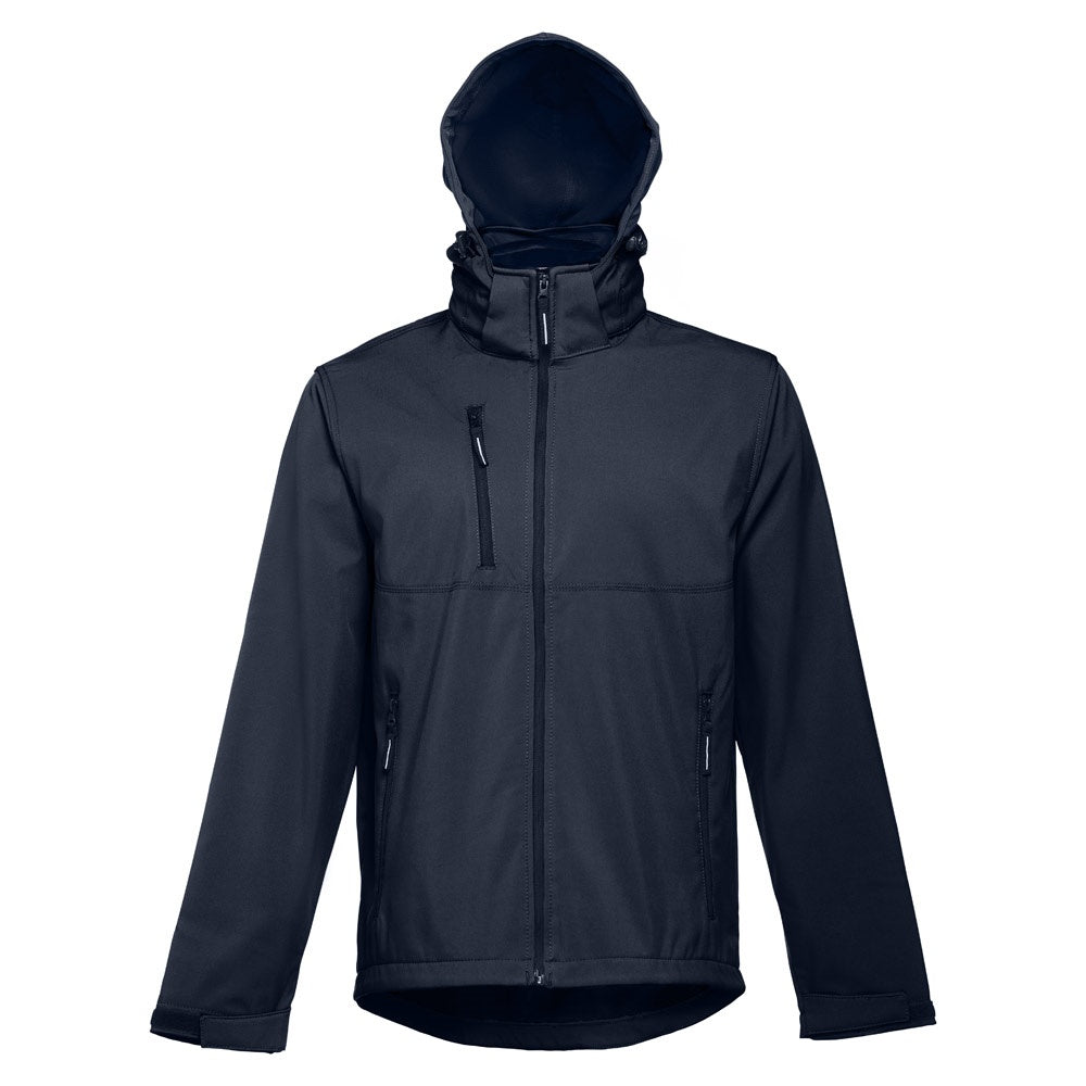 THC ZAGREB promotional jacket in navy blue (detail view) with custom logo branding