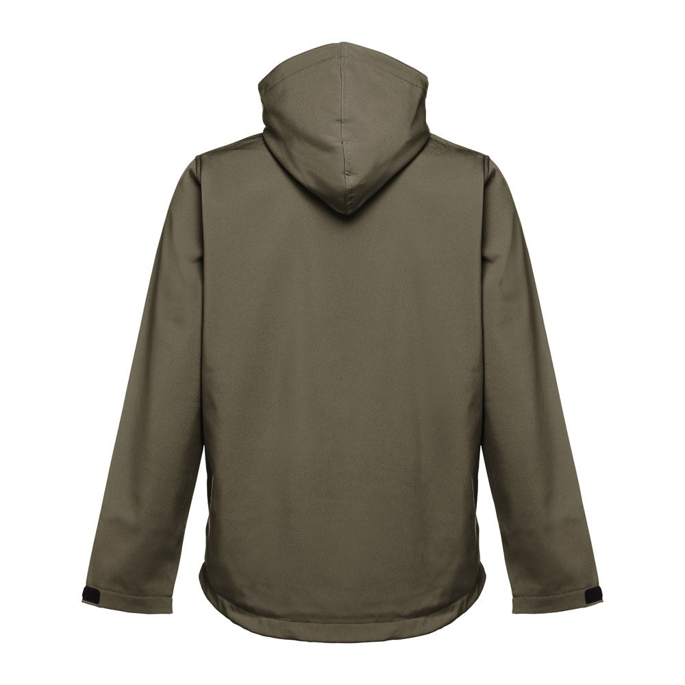 THC ZAGREB promotional jacket in army green (detail view) with custom logo branding