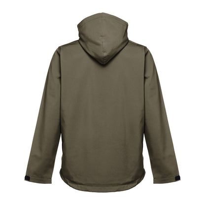 THC ZAGREB promotional jacket in army green (detail view) with custom logo branding