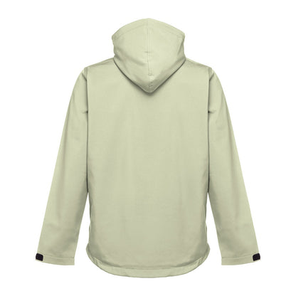 THC ZAGREB promotional jacket in pastel green (detail view) with custom logo branding