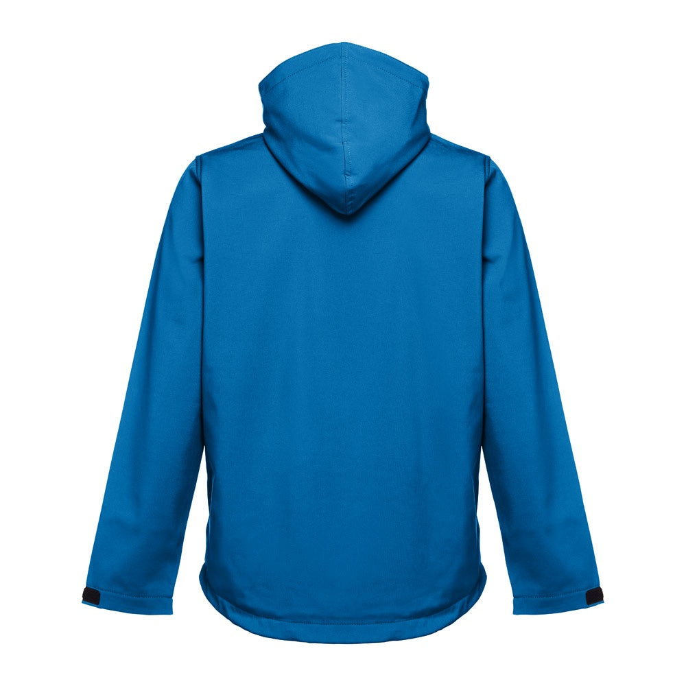 THC ZAGREB promotional jacket in petrol blue (detail view) with custom logo branding