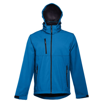 THC ZAGREB promotional jacket in petrol blue (detail view) with custom logo branding