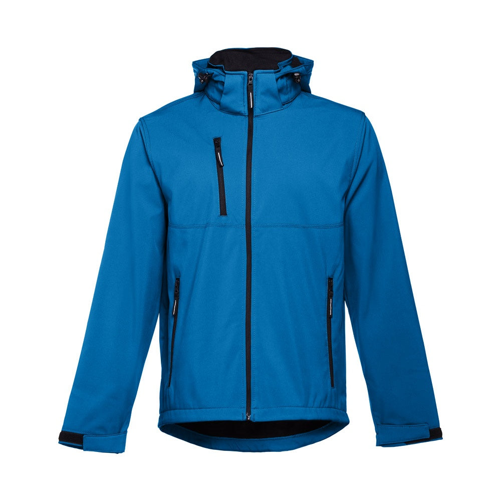 THC ZAGREB promotional jacket in petrol blue with custom logo branding