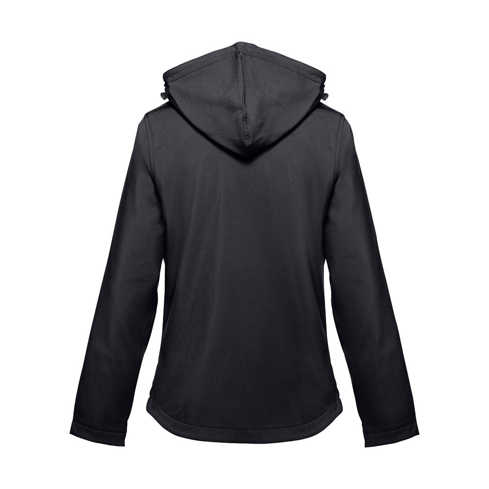 THC ZAGREB WOMEN promotional jacket in black (detail view) with custom logo branding