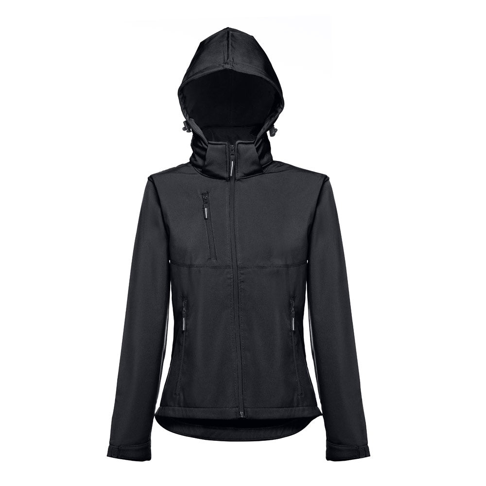 THC ZAGREB WOMEN promotional jacket in black (detail view) with custom logo branding