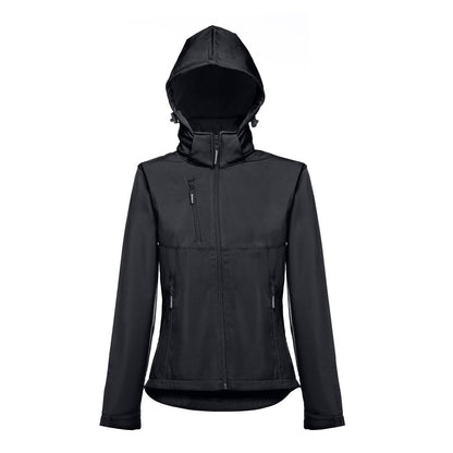 THC ZAGREB WOMEN promotional jacket in black (detail view) with custom logo branding