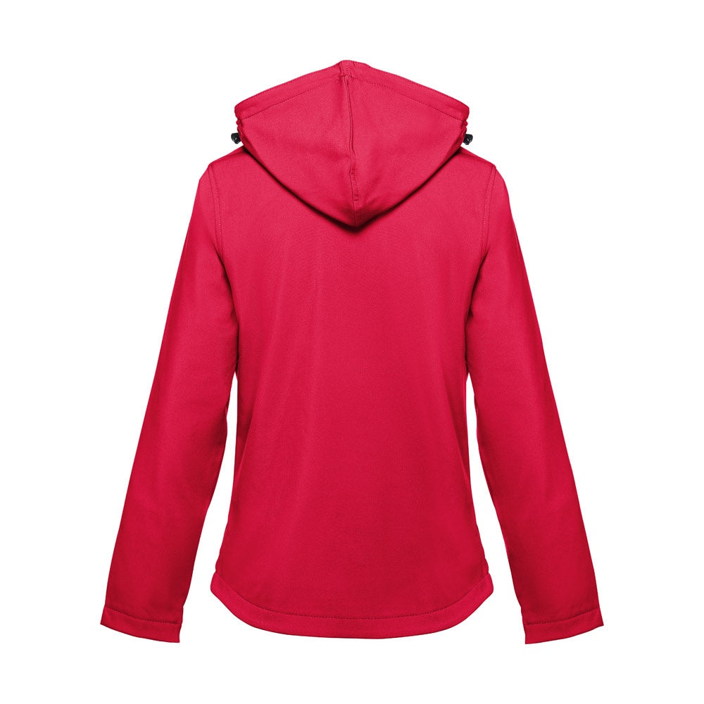 THC ZAGREB WOMEN promotional jacket in red (detail view) with custom logo branding