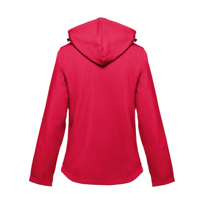 THC ZAGREB WOMEN promotional jacket in red (detail view) with custom logo branding
