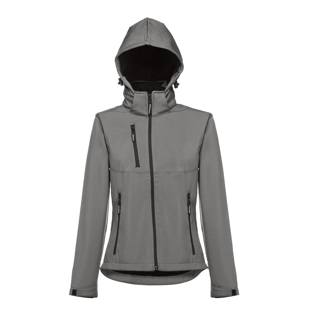 THC ZAGREB WOMEN promotional jacket in grey (detail view) with custom logo branding