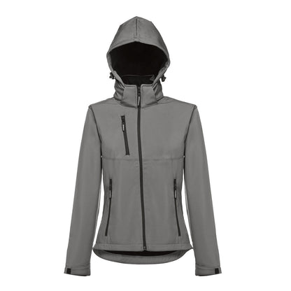 THC ZAGREB WOMEN promotional jacket in grey (detail view) with custom logo branding